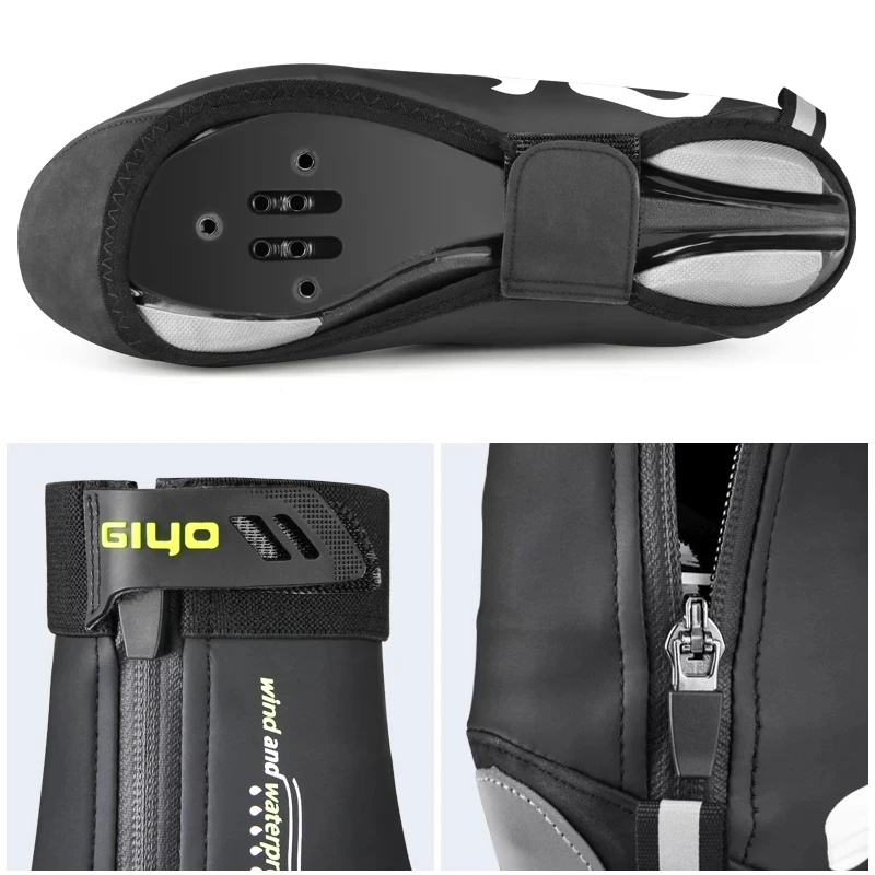 GIYO Bicycle Shoe Covers Winter Cycling Overshoes Boots Fleece Warm Waterproof Reflective Toe Protector