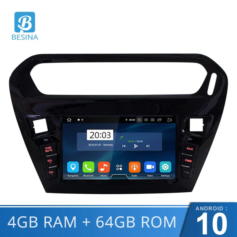 Автомобильный DVD-плеер Besina Android 10 0 для peugeot 301 Citroen Elysee радио 2013 2014 2015 2016 мультимедиа