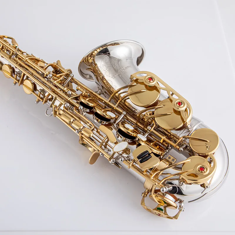 Alto Saxophone Nickel Plated Gold Key Professional Sax Mouthpiece With Case and Accessories saxophone mouthpiece cushions,saxophone musical instrument