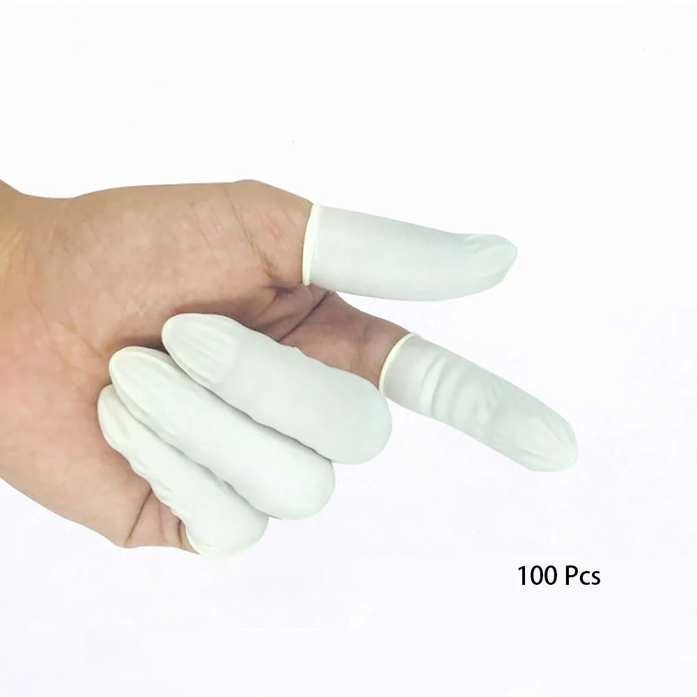 

100Pcs/Pack Fingerstall Finger Cot Industrial Apply Disposable Latex Jewelry Cleaning Painting Protective Gloves Anti Static