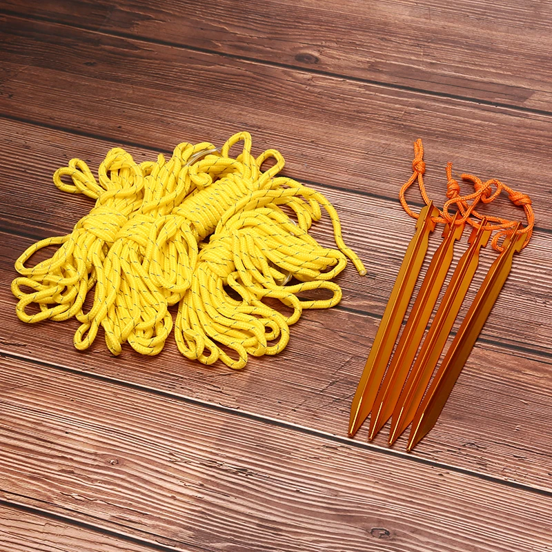 

Ultralight Aluminum Tent Pegs and Reflective Guy Line Windproof Rope Nails Outdoor Camping Tarp Shelter Canopy Tent Accessories