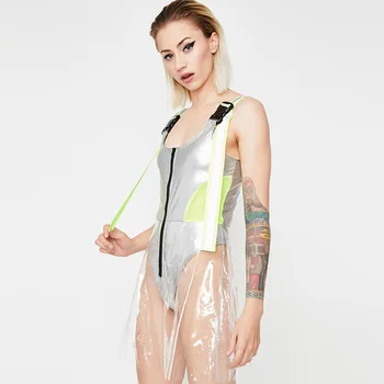 

Chic Reflective Belts with Jumpsuit + Skirt One-Piece Cool Stage Costumes Music Festvial Disco Motobike Future