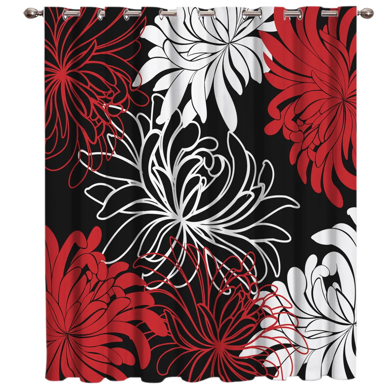 

Dahlia Red And White Window Curtains Dark Living Room Curtains Kitchen Drapes Kids Curtain Panels With Grommets Window Curtains