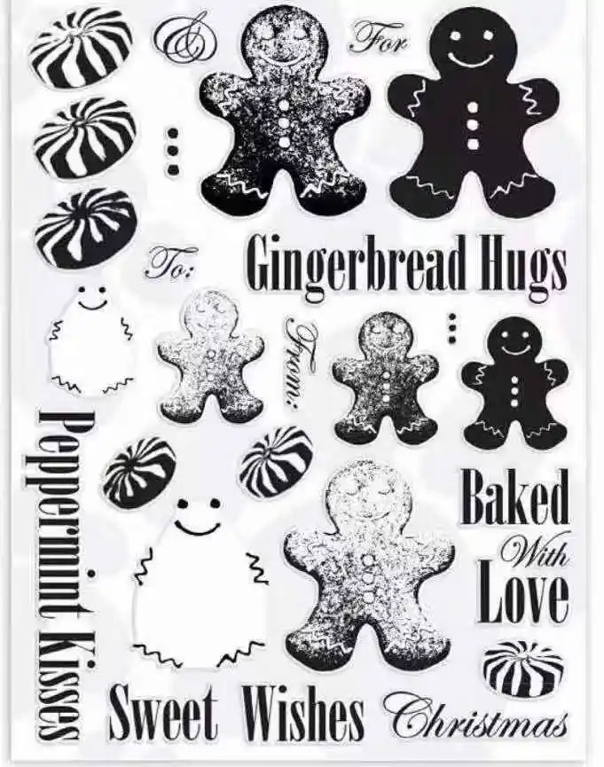 

Gingerbread Man Transparent Clear Stamps for DIY Scrapbooking/Card Making/Kids Christmas Fun Decoration Supplies