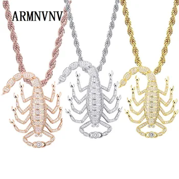 

ARMNVNV Ice Out Cubic Zircon Scorpion Hip Jop Pendant Necklace Men's Charm Necklace Jewelry Gift