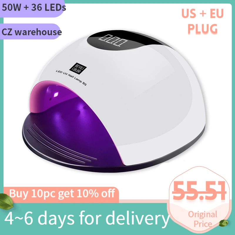

50W Smart Nail Lamp Dryer UV LED Nail Dryer with 36pc LED lights Curing Lamps Automatic Sensor Fingernail Toenail Gel Curing