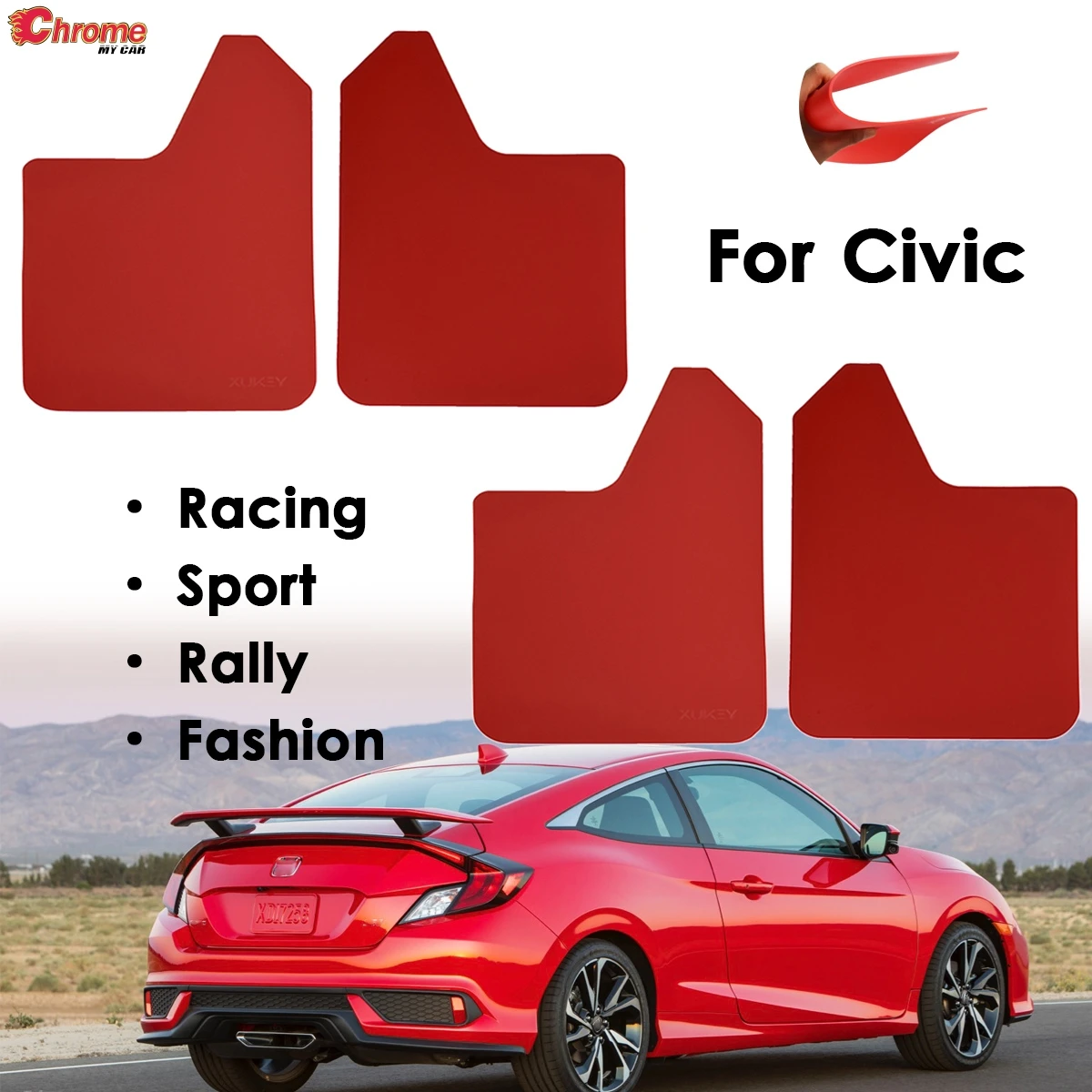 4X Red Racing Paraspruzzi Paraspruzzi Paraspruzzi Parafango Per Honda Civic Tipo R S Si Coupé Con Clip 1995 1996 1997 1998 1999 2000