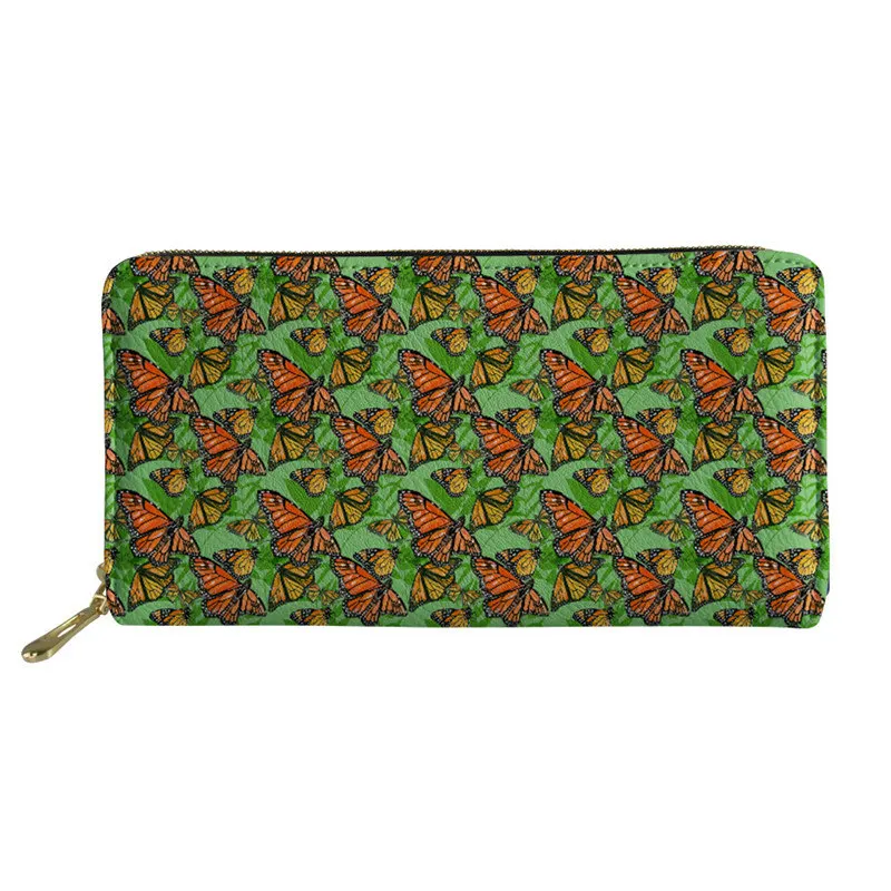 As Picture Thikin Pretty Colorful Butterfly Long Wallet Women Purses Fashion Coin Purse Card Holder Female Clutch Money Bag PU Leather - Цвет: As Picture