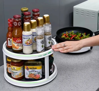 

Kitchen Seasoning Multi-Function 360 Rotary Storage Box Non-Skid 2-Tier Pantry Cabinet Lazy Kitchen storage box