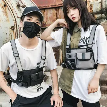 

Hip Hop Nylon Reflective Strap Waist Packs Women Men Vest Chest Rig Bags