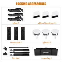 Andoer Studio Photography Softbox Lighting Kit with 85W 2800K-5700K LED Light 50x70cm Softbox 2M Light Stand for Video Recording - Image 2