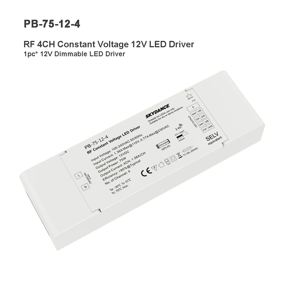 24v Led Driver Dimmable 4ch 75w Rf Wireless Remote Control Dimming Driver For Single Color Cct Rgb Rgbw Led Strip Light - Transformers - AliExpress