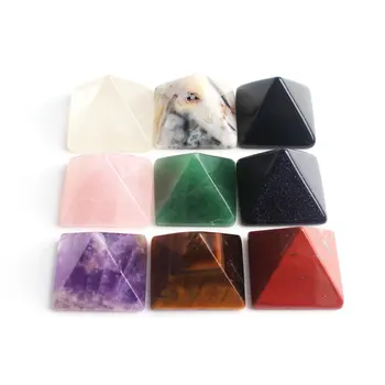 

1PC Natural Crystal Pyramid Craft Figurine Amethyst Rosequartz Aventurine Hand Carved Healing Gemstone Home Ornament Gift