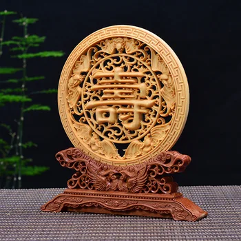 

Wood carving Chinese characters, wood crafts gift Home desktop decoration office ornaments (A1042)