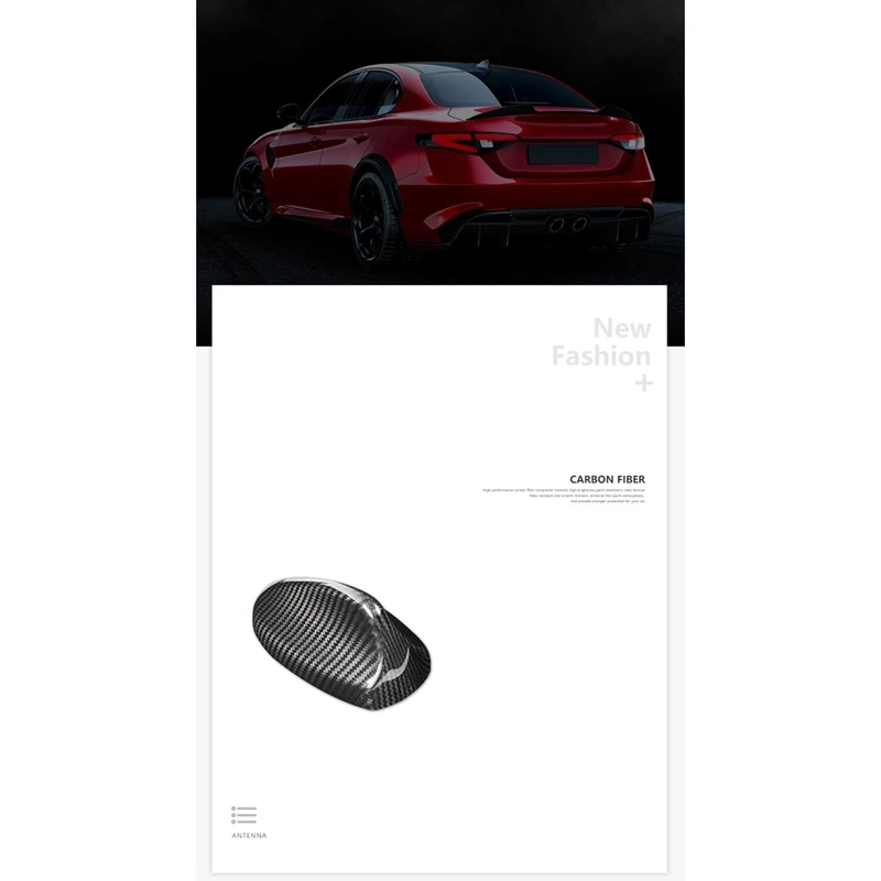 Konforhom For Alfa Romeo Giulia/Stelvio Real Carbon Fiber Shark Fin Antenna Cover Trim Cap - View #11