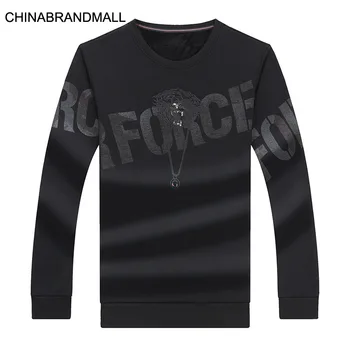 

Winter Men Plus Fat Plus Size Round Neck Plus Velvet Sweater Male Fat Man Plus Velvet Printing Long Sleeve