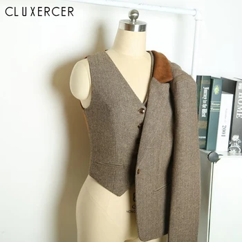 

3 piece set Wool Women Pant Suits Slim Work Wear Office Ladies Long Sleeve Blazer + Vest + Pants Women's Suit