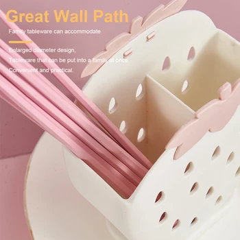 

Restaurant With Hole Strawberry Shape Tableware Container Chopsticks Draining Holder Spoon Fork Dustproof Modern Home Kitchen