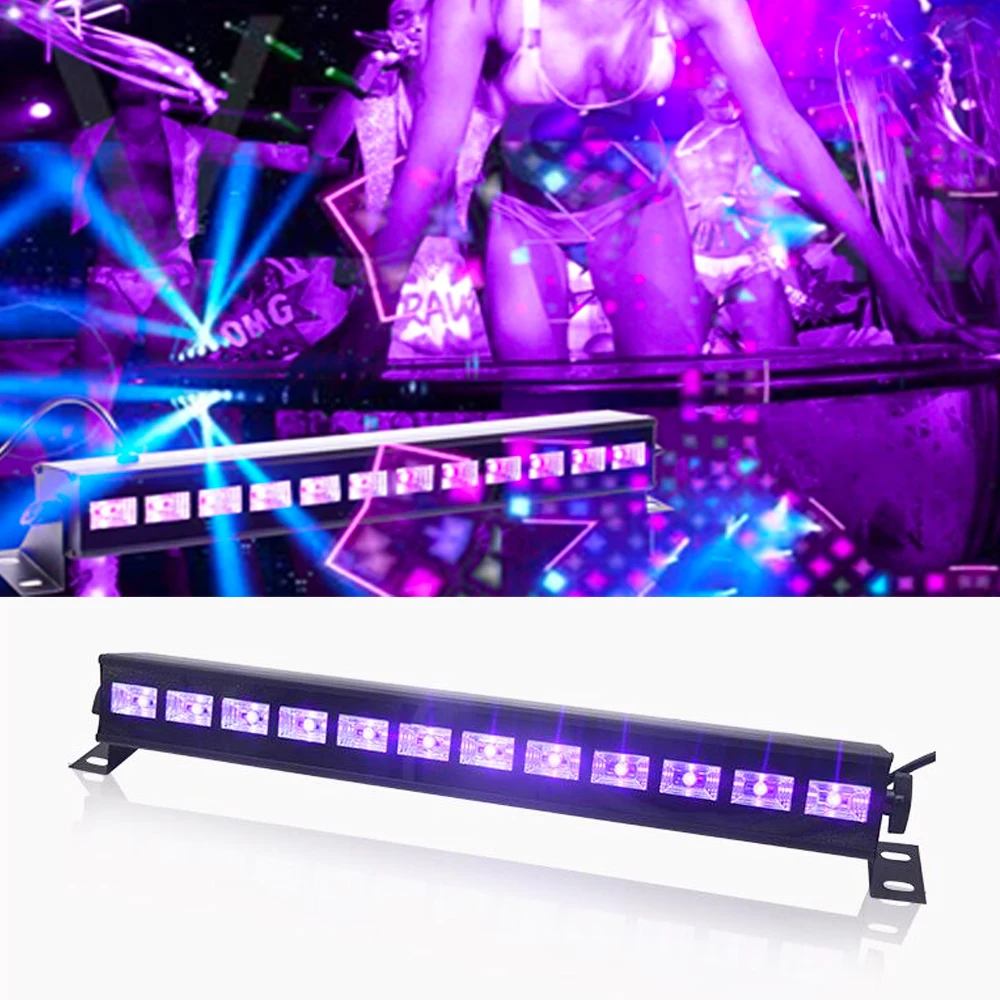 12 Светодиодный светильник Disco UV фиолетовый черный AC100-240V DJ 36W PAR-лампочка UV для вечерние рождественские барные лампы Лазерные сценические настенные прожекторы для воды