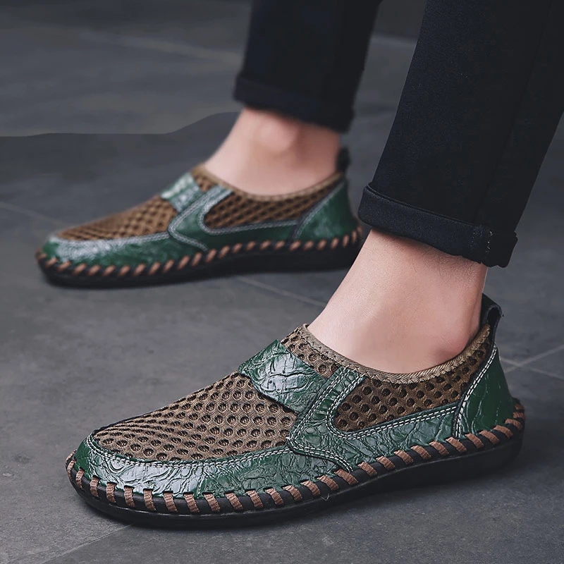 Coslony breathable mesh shoes Men Casual Shoes2020 Summer Footwear Fashion Soft Male Outdoor Moccasins Loafers slip on sneakers