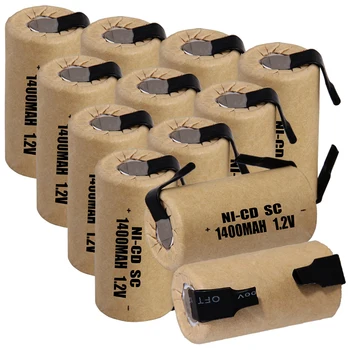 

12 pcs SC battery 1.2V SUBC batteries rechargeable high drain 1400mah with tabs color random