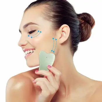 

Green Roller and Gua Sha Tools Set by Natural Jade Scraper Massager with Stones for Face Neck Back and Jawline