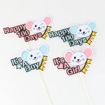 

It's a Boy Girl Cupcake Topper Cute 100 Days Happy Birthday Cake Topper For Kids Birthday Party Cake Decorations Baby Shower