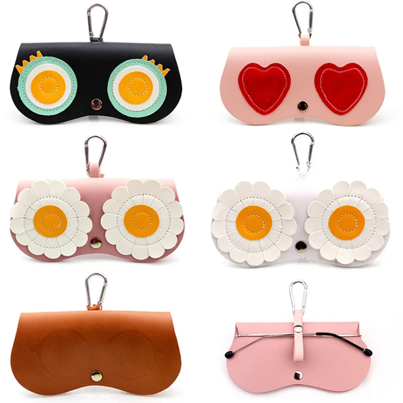 

New Cute Cartoon Ins Popular Multi-function Eyeglasses Case Women Sunglasses Storage Protection Top-grade PU Leather Glasses Bag