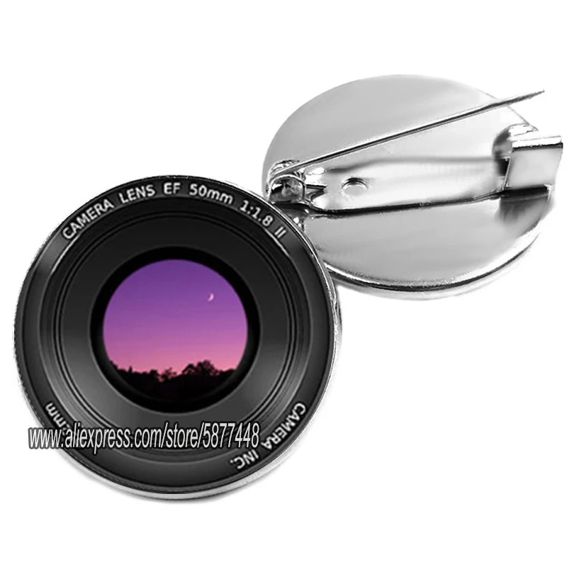 Fashion SLR Lens Camera Brooch Pin Photographer SLR Enthusiast Glass