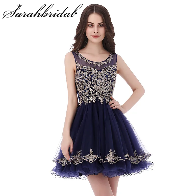 Classic Graduation Gown Scoop Sleeveless A Line Short Homecoming Dresses Natural Tulle Sequins Embroidery Vestidos Cortos LX327