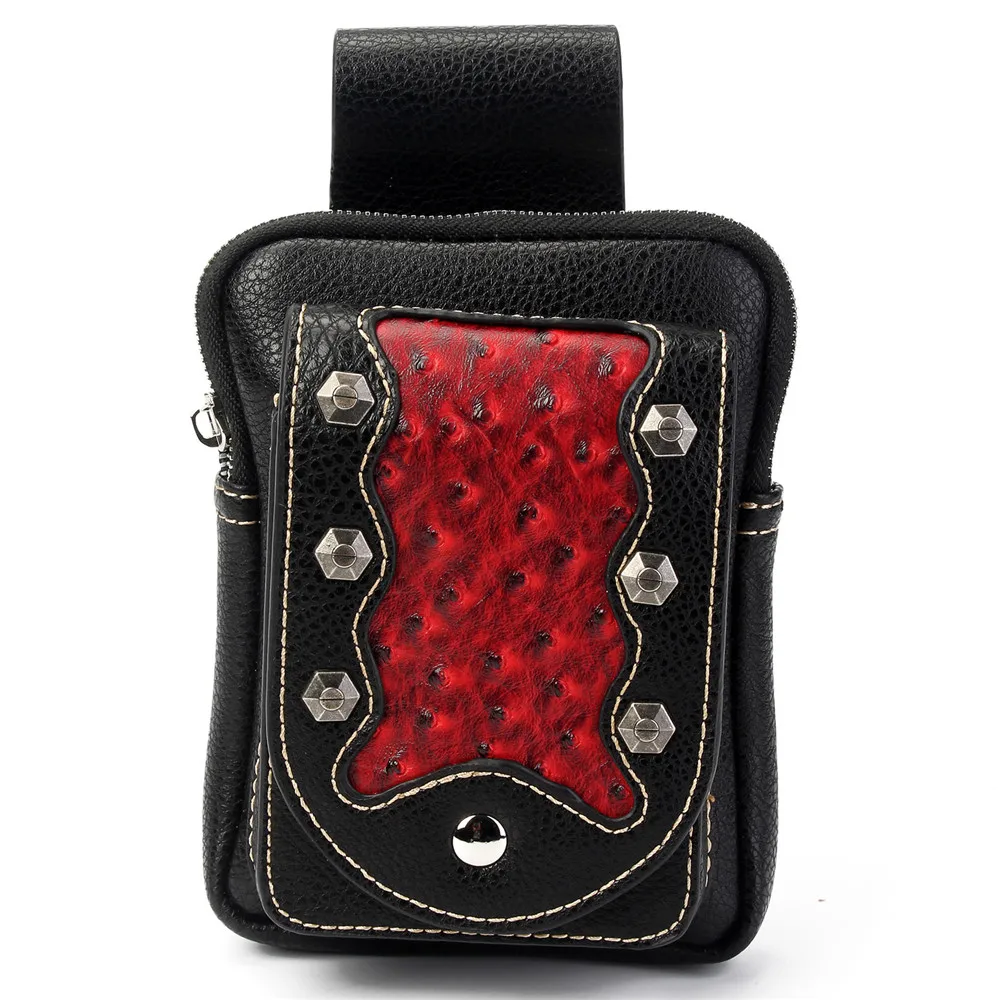 

Motorcycle Bags Waist Leg PU Protector Zipper Patchwork Saddle Bag For Harley