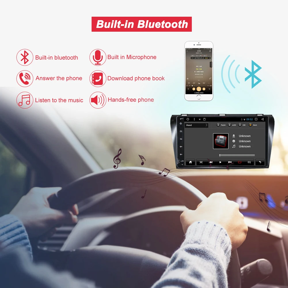 Cheap Bonroad 9" Android 7.1 Rom2G Rom32G GPS For Mazda3 2004-2008 Wifi Bluetooth Car Video Player Nav Navigation Radio(No DVD) 1
