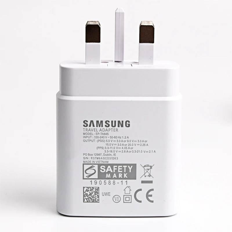 45W UK Plug Original Samsung Super Fast Charger Adaptive With PD Type C To Type C Cable For Galaxy S21 S20 A72 A71 A91 Note10 best 65w usb c charger