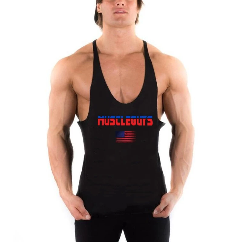 Brand Vest Muscle Fashion Sleeveless Stringer Gym Mens Back Tank Top Clothing Bodybuilding Singlets Fitness Workout Sports Shirt