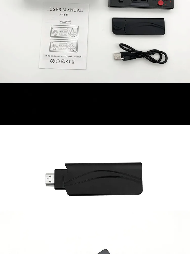 4K HD TV Game Console Built in 628 Classic Games Mini USB Vedio game Console Support Two Wireless Controller