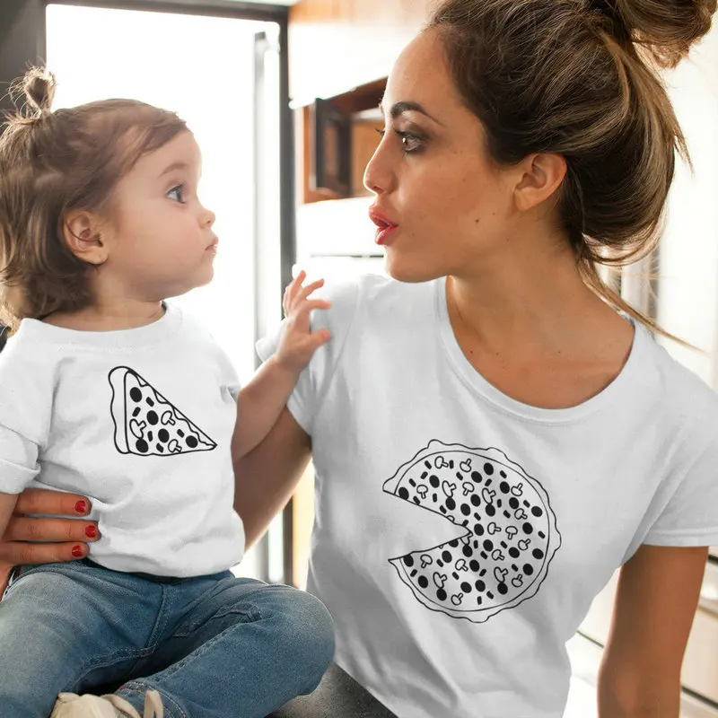 

Funny Family Look Tshirt Dad and Son Family Matching Clothes Pizza Print T-shirt Daddy Mommy And Me Kids Baby Boy Girl Romper