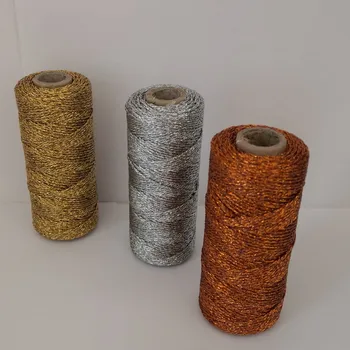 

3pcs/lot Metallic golden Gold Silver Twine Rope Baker Twines for Craft Gift Packing spools baker twine Striped Wedding Decorati