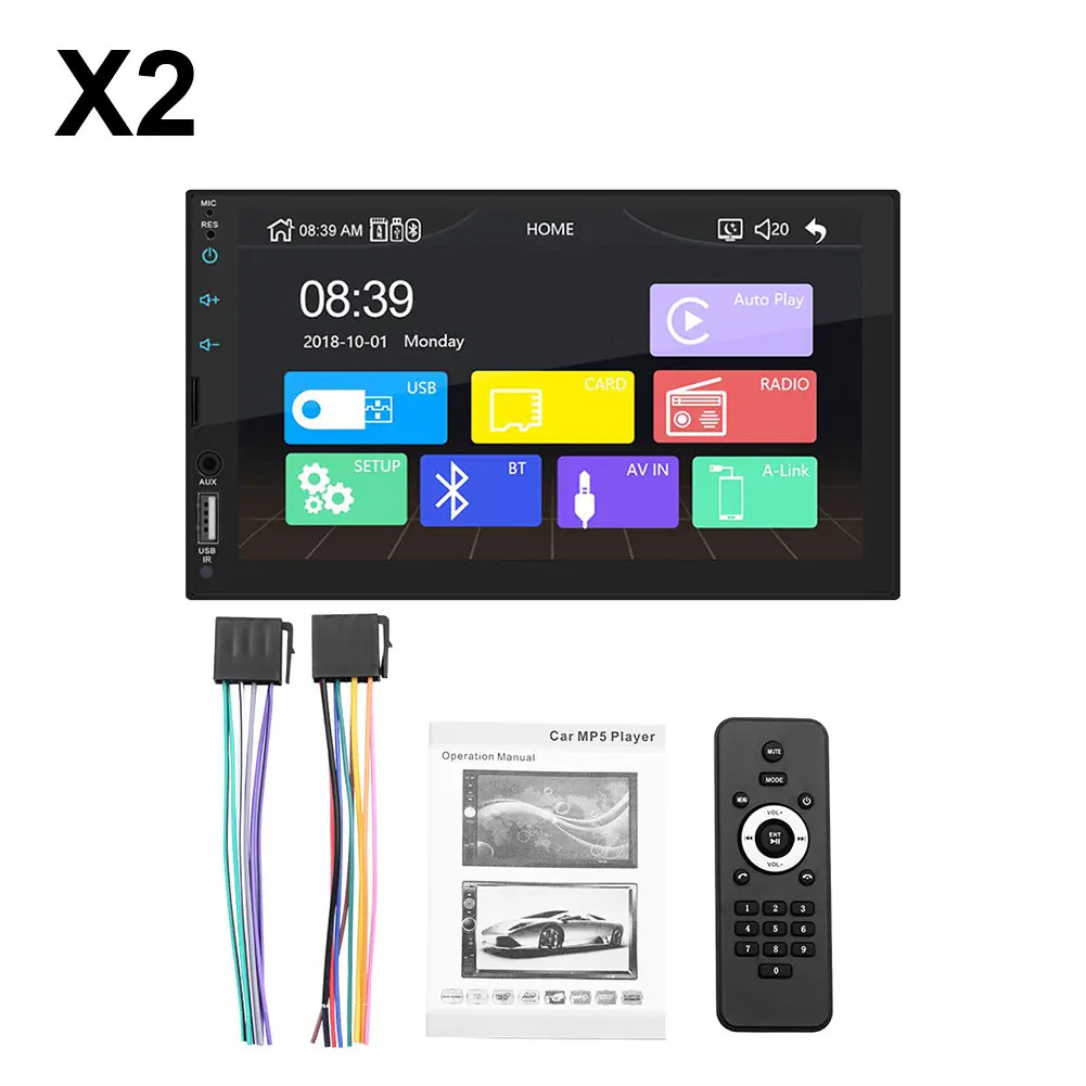 7 дюймов 2 DIN автомобиль MP 5 Play стерео fm радио Bluetooth играть для Apple &quotдвойной MP5 MP3