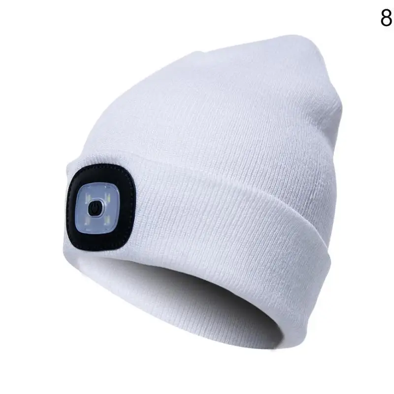 LED lamp cap knitted cap hands-free flashlight cap outdoor knitted winter fishing warm hat for hiking