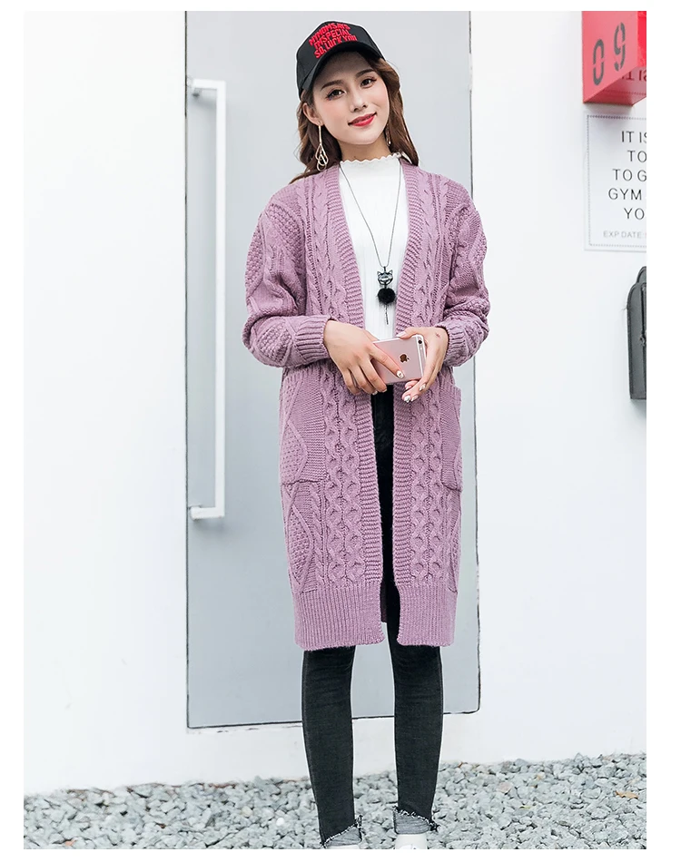 Winter Autumn Long Female Cardigans Latern Sleeve Casual Knitted Poncho Sweaters Oversized Long Cardigans Korean sueter