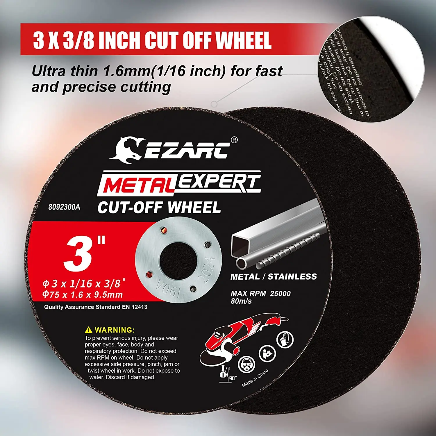 Cutting Disc EZARC 25Pcs 75mm x 1.6mm x 9.5mm Cutting Wheel for Metal & Stainless Steel Die Grinder