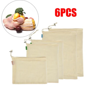 

Cotton Mesh Vegetable Bags Produce Bag Reusable Cotton Mesh Vegetable Storage Bag Kitchen Fruit Vegetable With Drawstring Bags