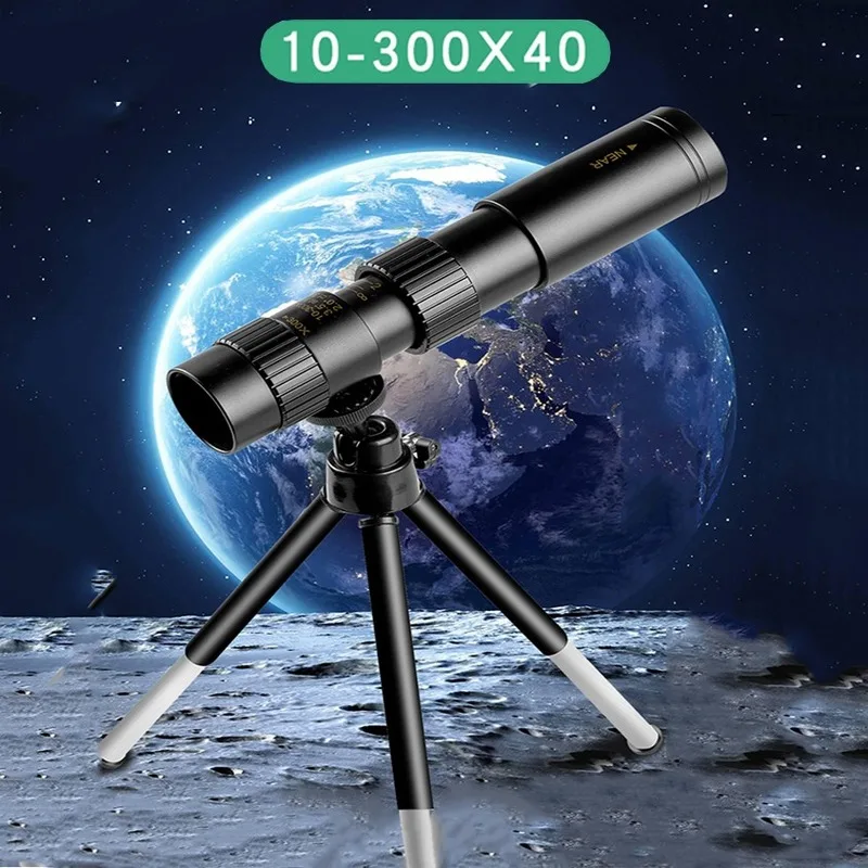 

4k 10-300x40mm Super Telephoto Zoom Monocular Telescope with Tripod & Clip Mobile Phone Accessories