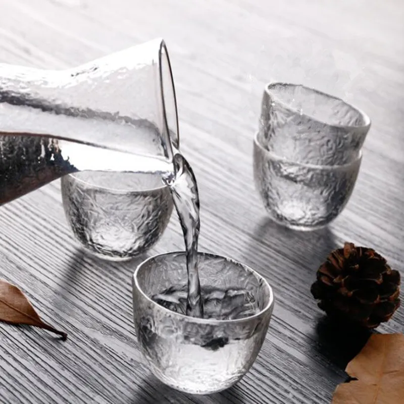 Japanese Glass Wine Set Creative Sake Glass Pot Ice Jug Flagon Liquor Spirits Shochu Cups Wine Bottle Drinkware Bar Set Gifts