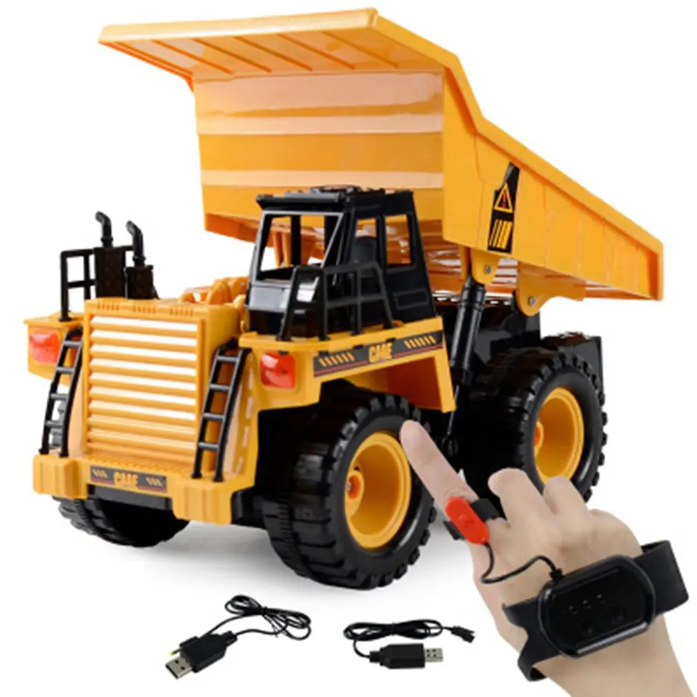 

2.4GHz 10CH Remote Control Dump Self-discharging Engineering Truck LED Light RC Car Toy Educational Playing Toy