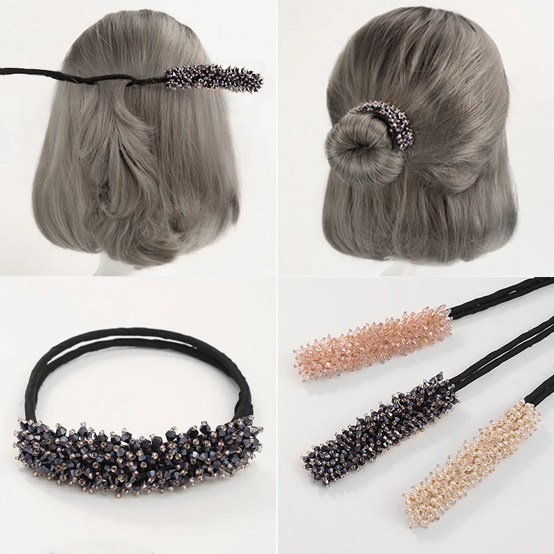 

[Xwen] 2020 Korean Style Rhinestone Ball Hair Curler Women's Lazy Fluffy Ball Flower Bud Hair Ring Spiral Plate Stylist OH1677