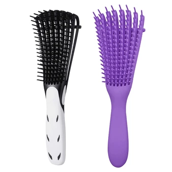 

2Pcs Detangling Brush, Black Hair Detangler, Long Thick Hair (White) & 2 Pack Detangling Brush for Curly Hair