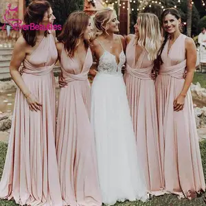 blush bridesmaid dresses long