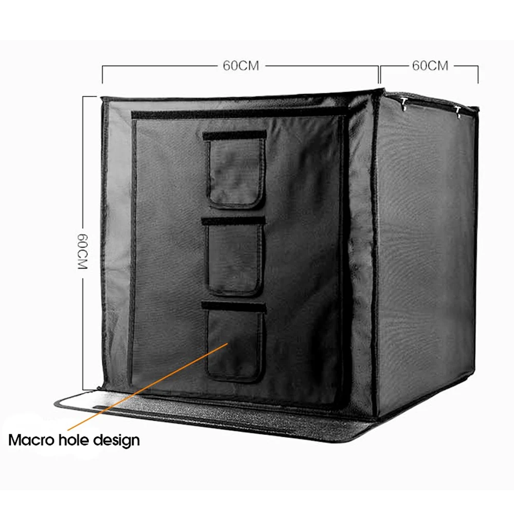 SPASH 60x60cm 24 inch Portable Mini Photo Studio Box Softbox 46W 3400LM White LightBox Lighting Studio Shooting Tent Box Kit 1