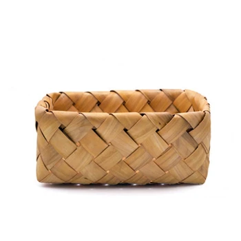 

Creative Hand-woven Storage Basket Wood Chip Woven Basket Kitchen Fruit Vegetable Storage Case Flower Pot Rattan Basket